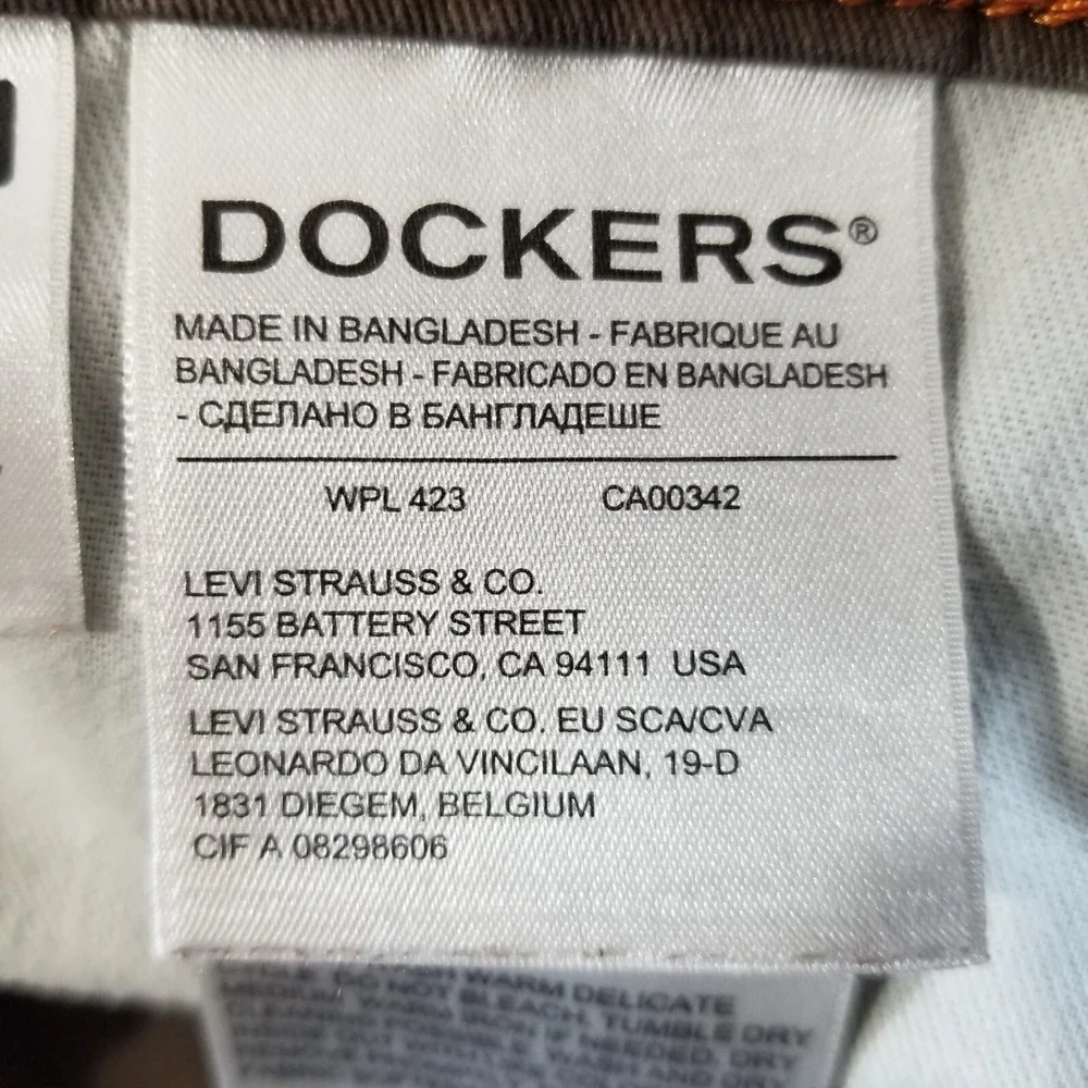 Levi's Dockers jeans men's 38x30 regular straight brown stretch denim pants